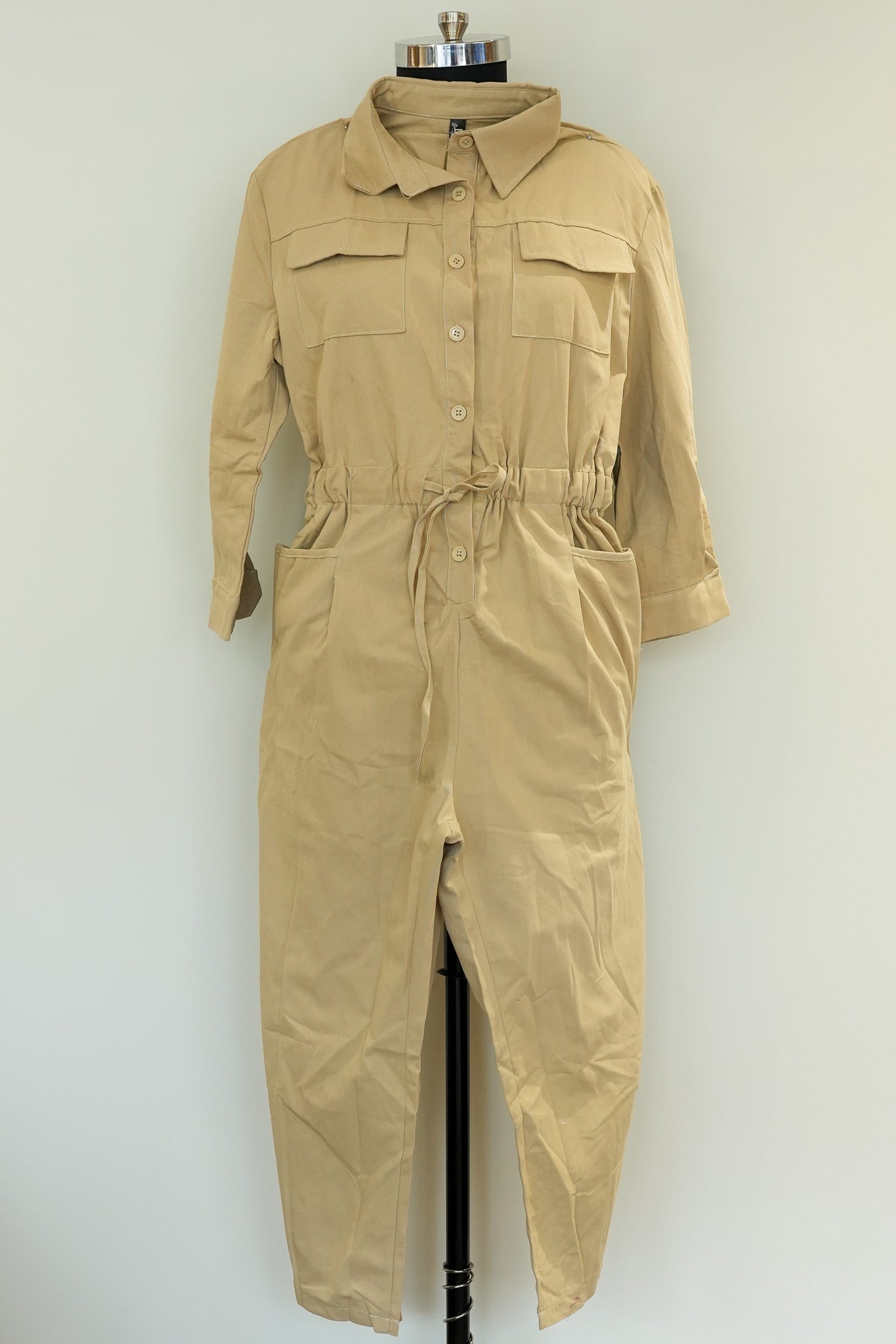 Beige Front Pocket Jumpsuit