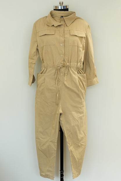 Beige Front Pocket Jumpsuit