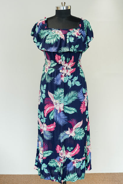 Floral Printed Off Shoulder Long Dress