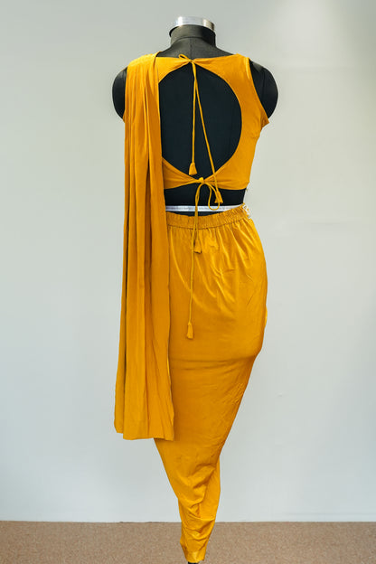 Mustard Embellised Drape Saree