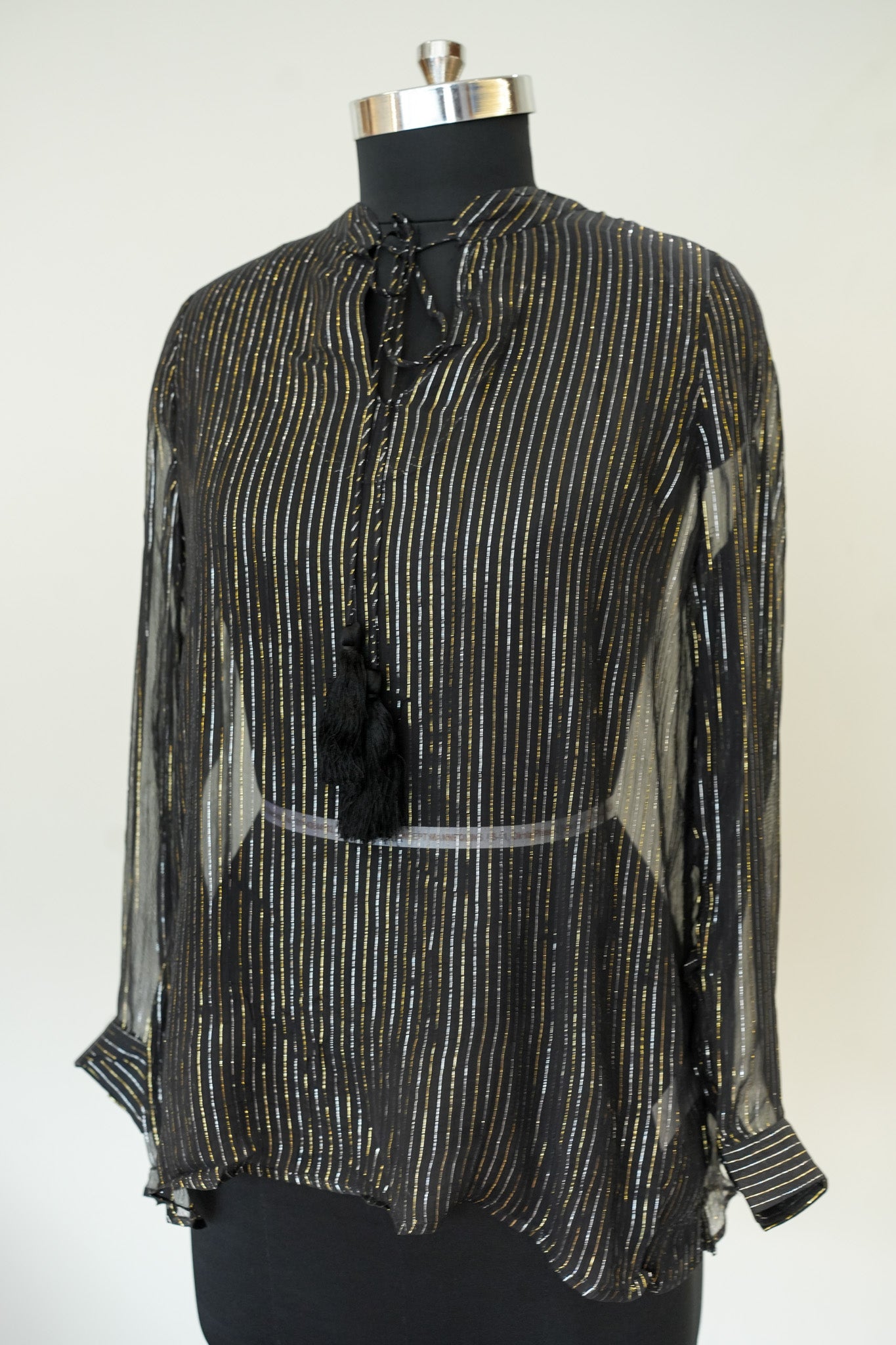 Black Striped Full Sleeves Top