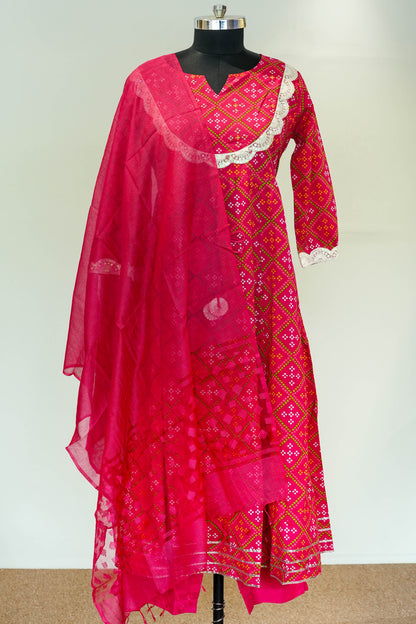 Ratna Bandhani Print Anarkali Suit Set
