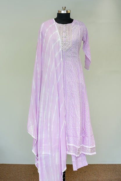 Leena Printed Anarkali Suit Set