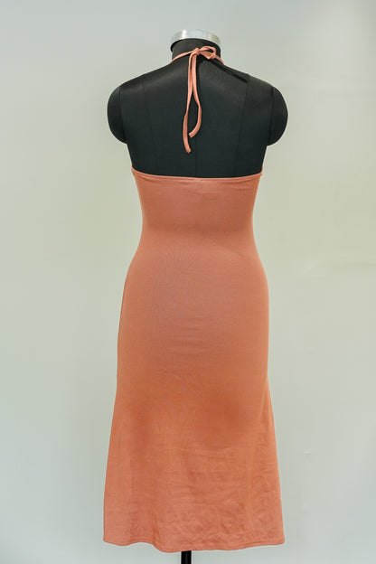 Rust Halter Neck Bodycon Dress