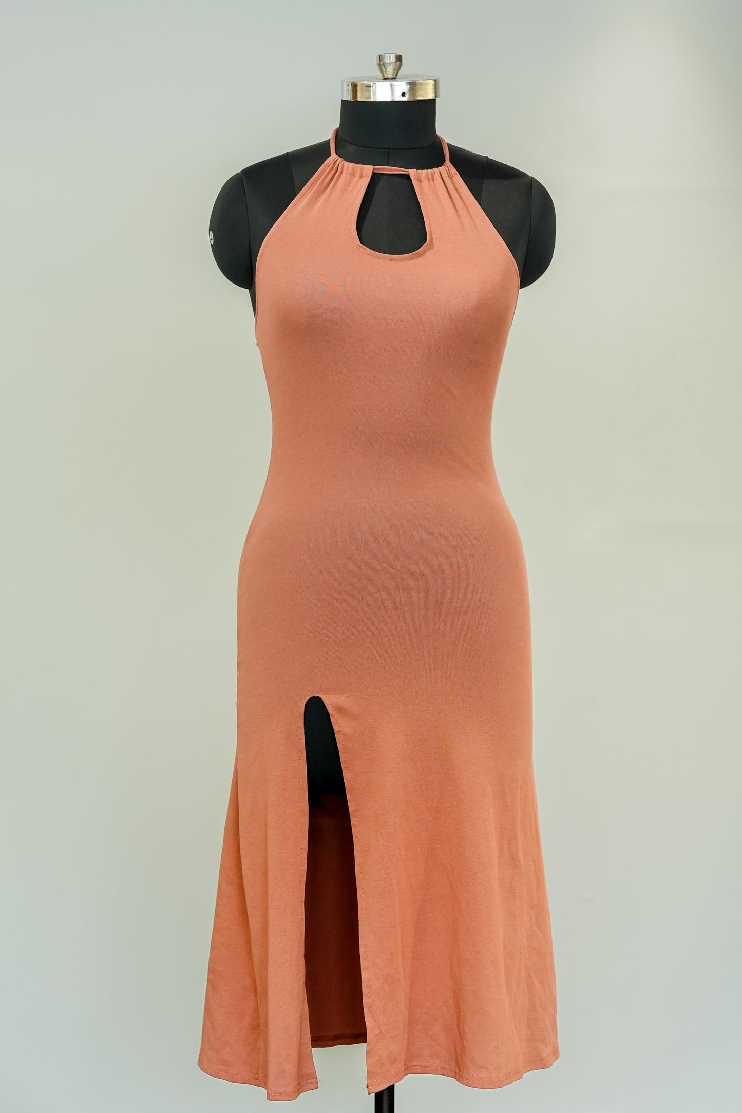 Rust Halter Neck Bodycon Dress