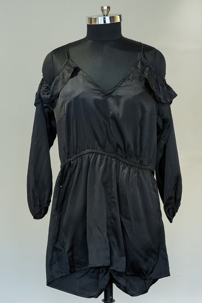 Black Cold-Shoulder Playsuit