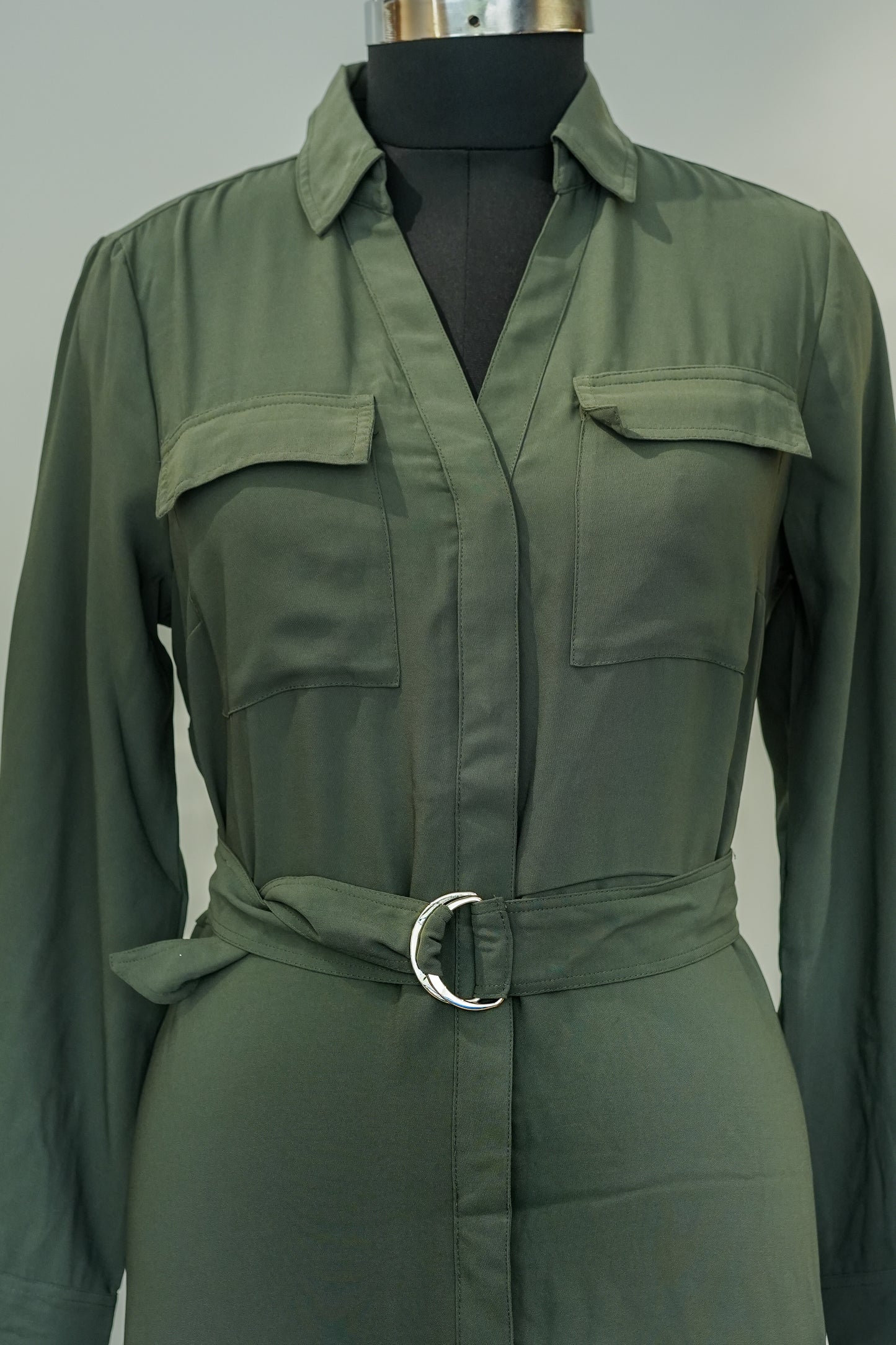 Green Long Belted Dress
