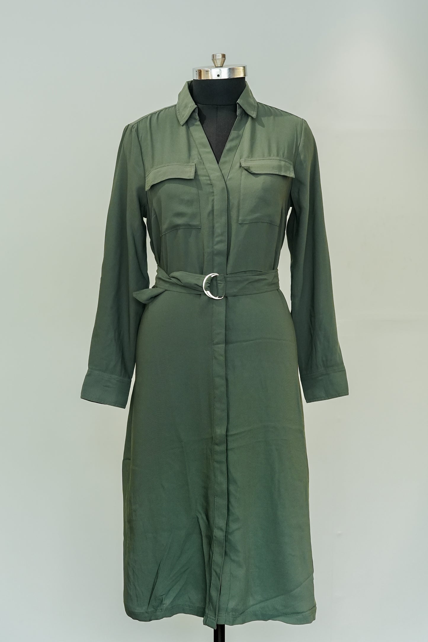 Green Long Belted Dress