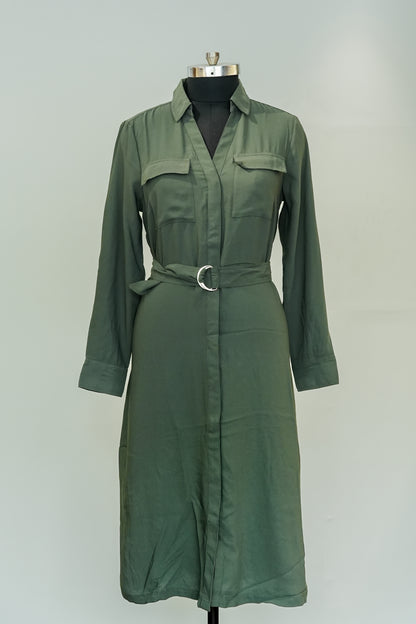 Green Long Belted Dress