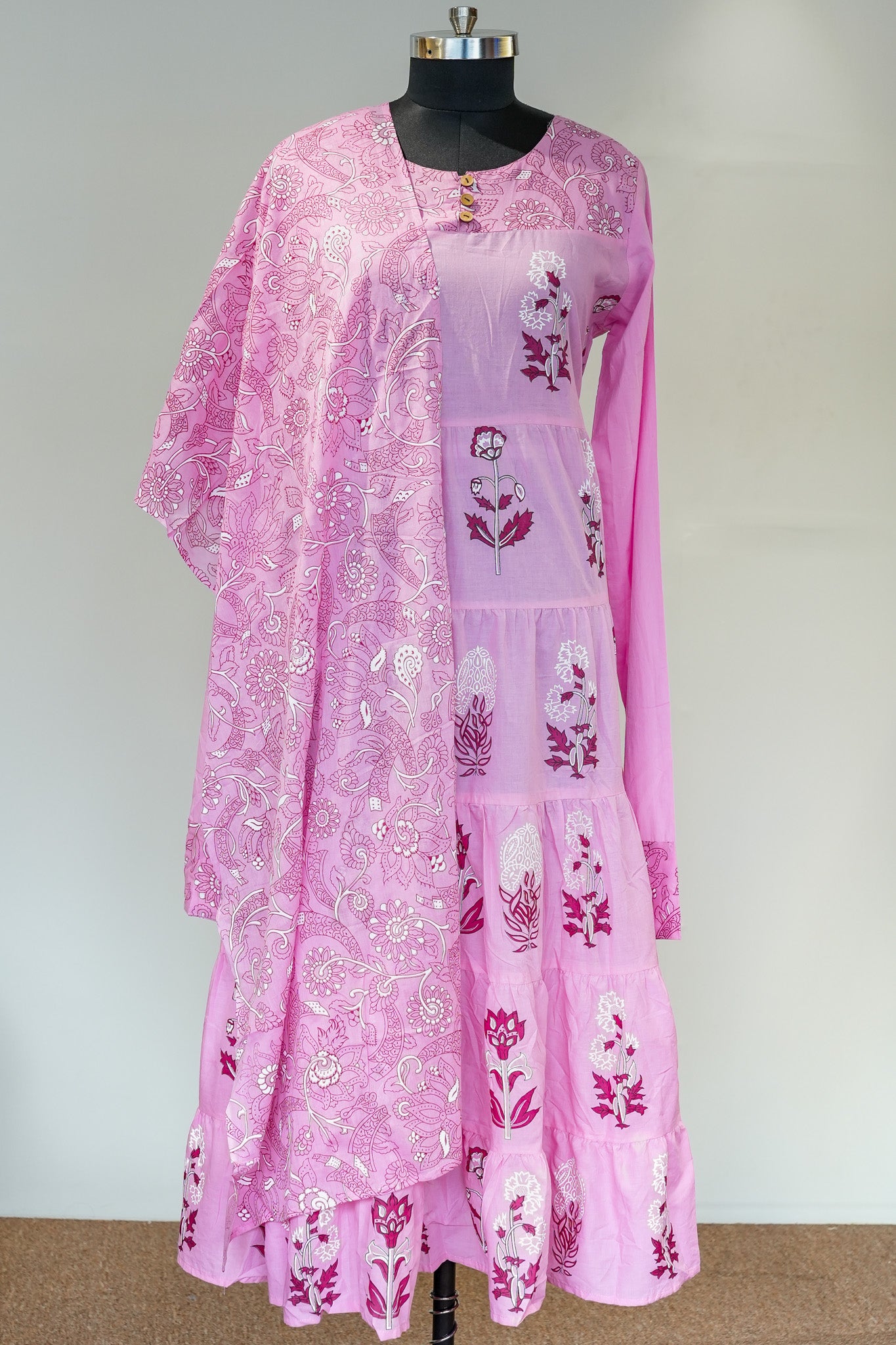 Rumi Floral Printed Anarkali with Dupatta