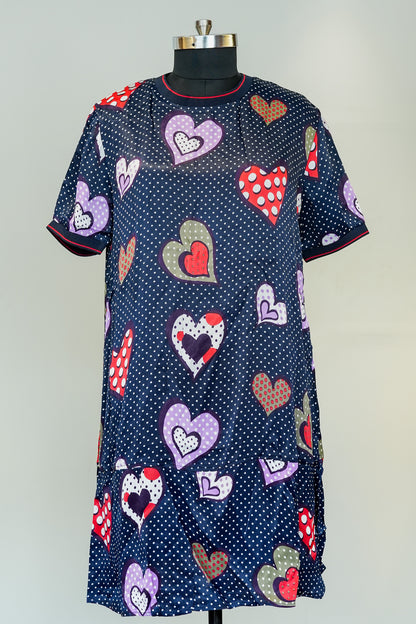 Heart Printed Short Tshirt Dress