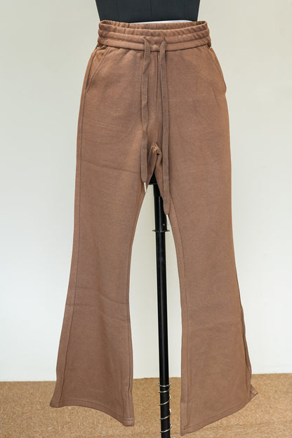 Brown Cotton Flared Bottoms
