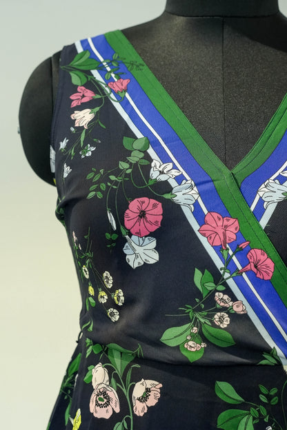 Floral Pritned Cut Sleeves Wrap Dress