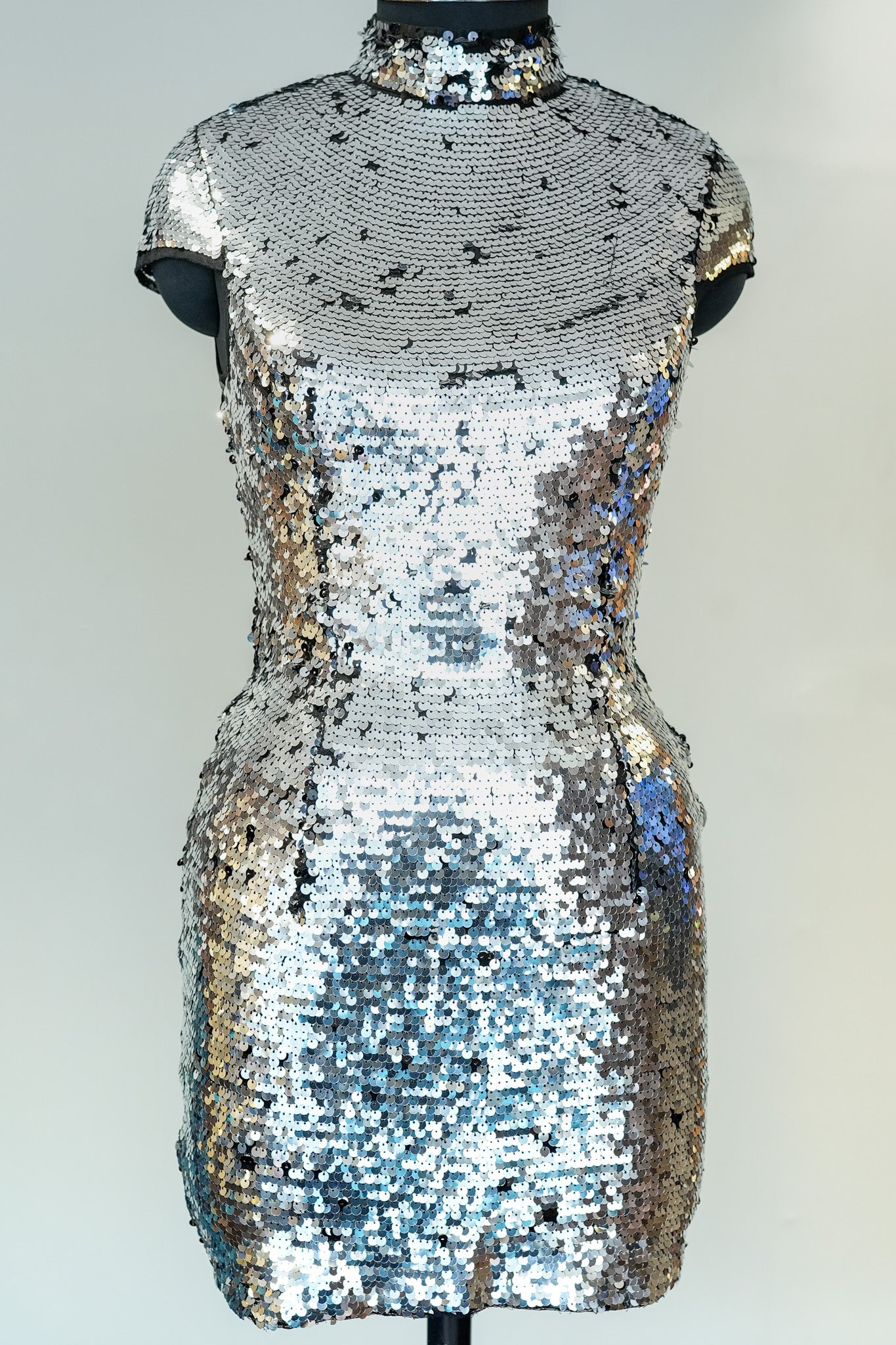 Silver Sequins Work Short Dress
