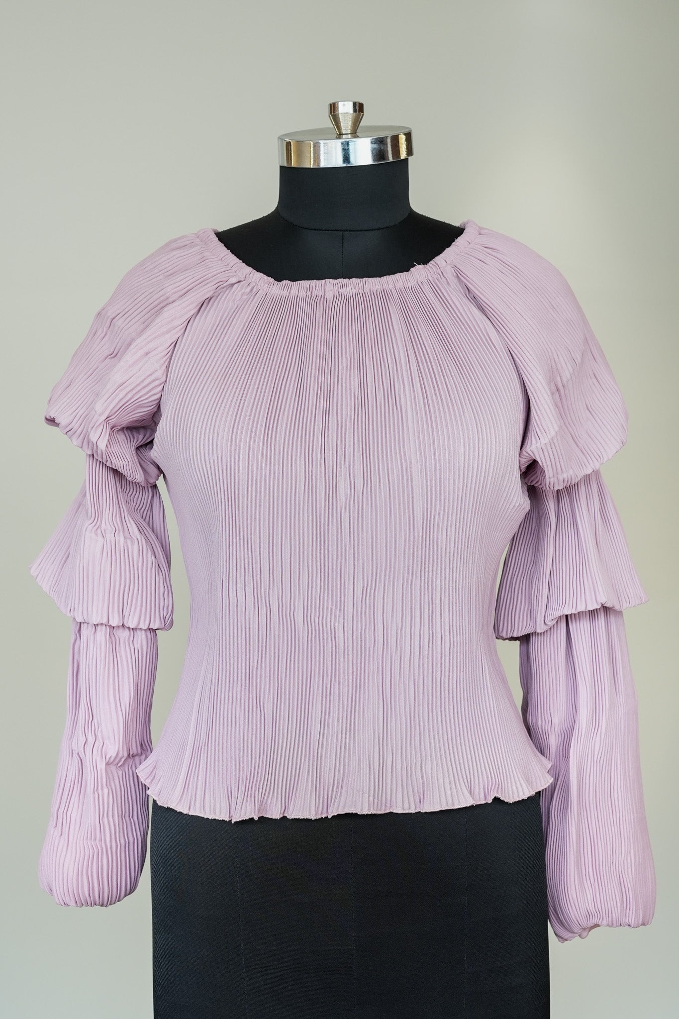 Mauve Pleated Full Sleeves Top