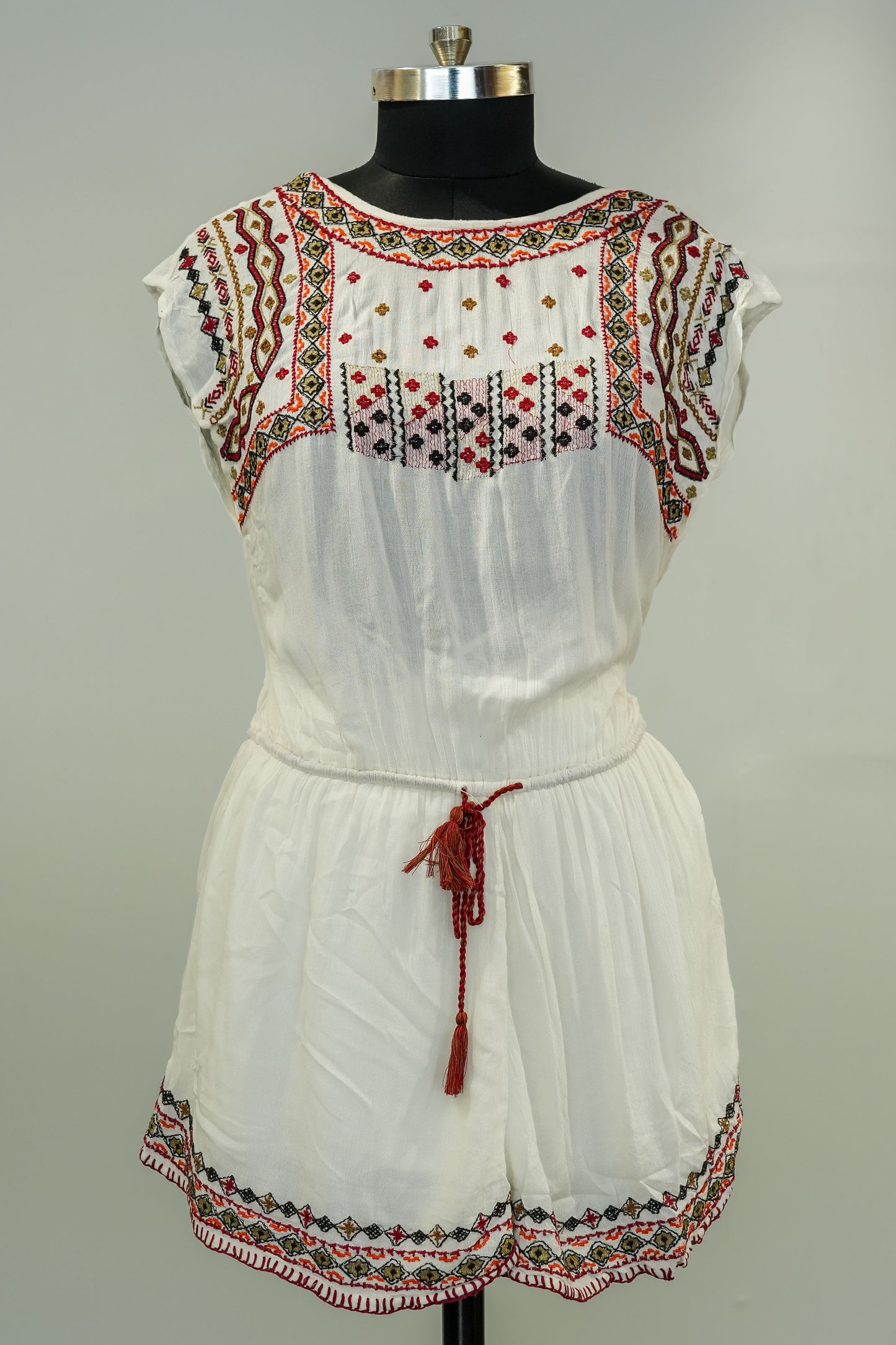 White Embroidered Playsuit