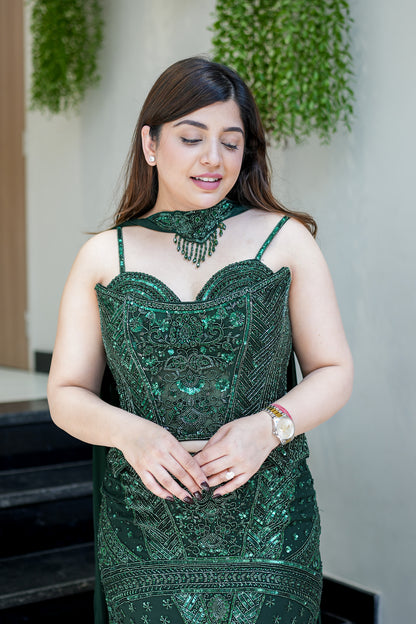 Aafiya Corset Fish Cut Lehenga