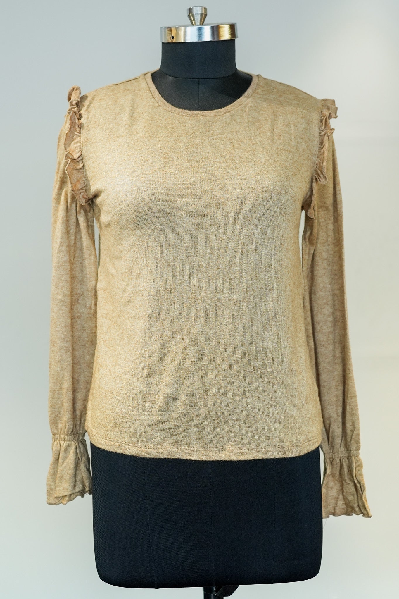 Tan Knitted Full Sleeves Top