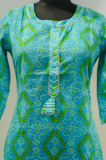 Sea Green Printed Kurta