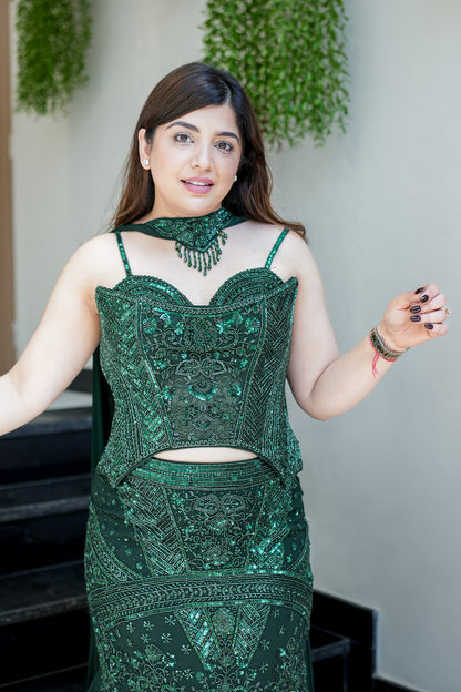 Aafiya Corset Fish Cut Lehenga