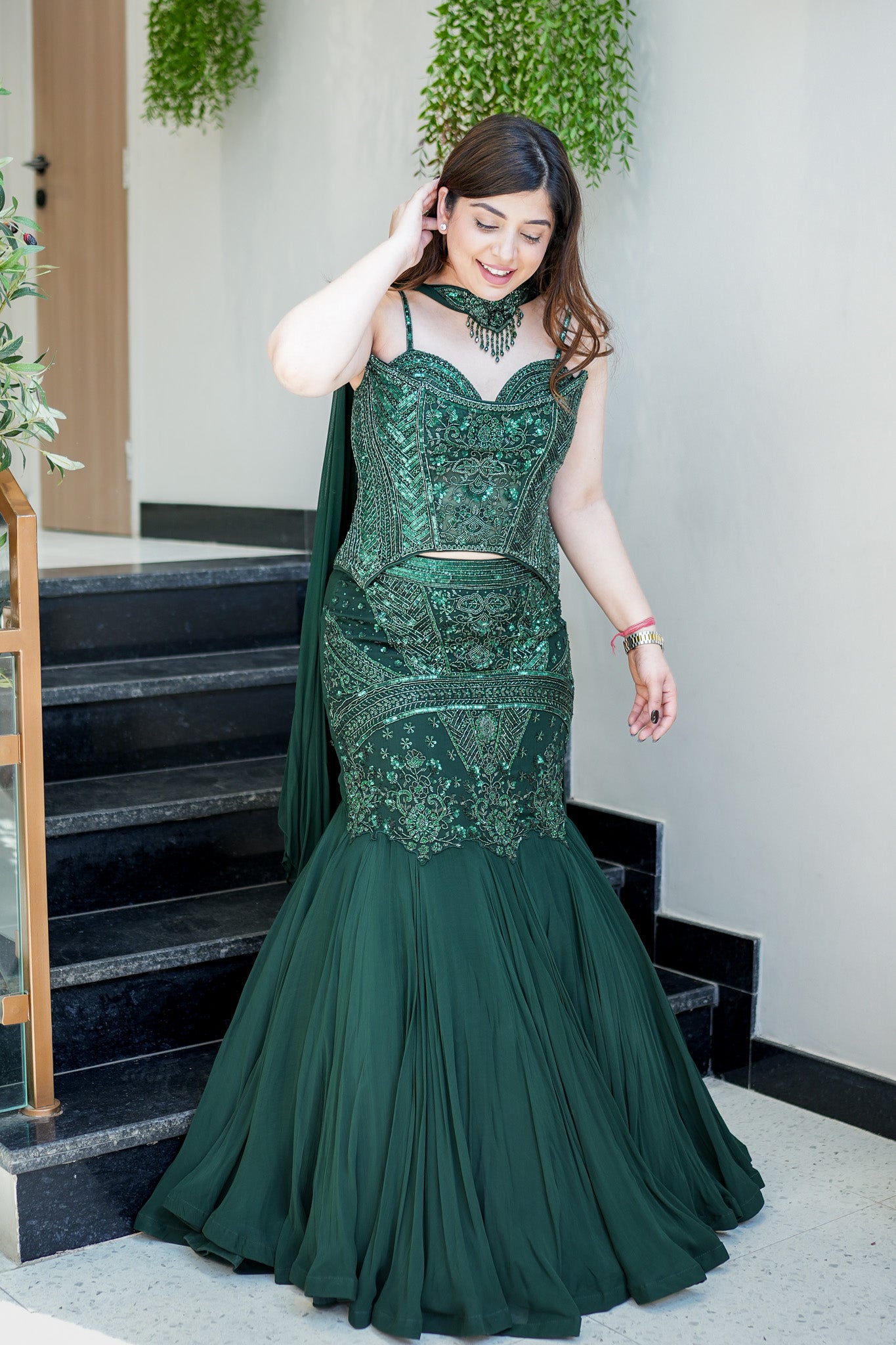 Aafiya Corset Fish Cut Lehenga