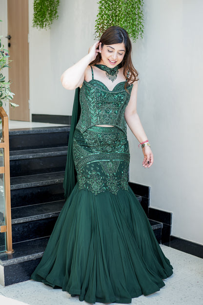 Aafiya Corset Fish Cut Lehenga