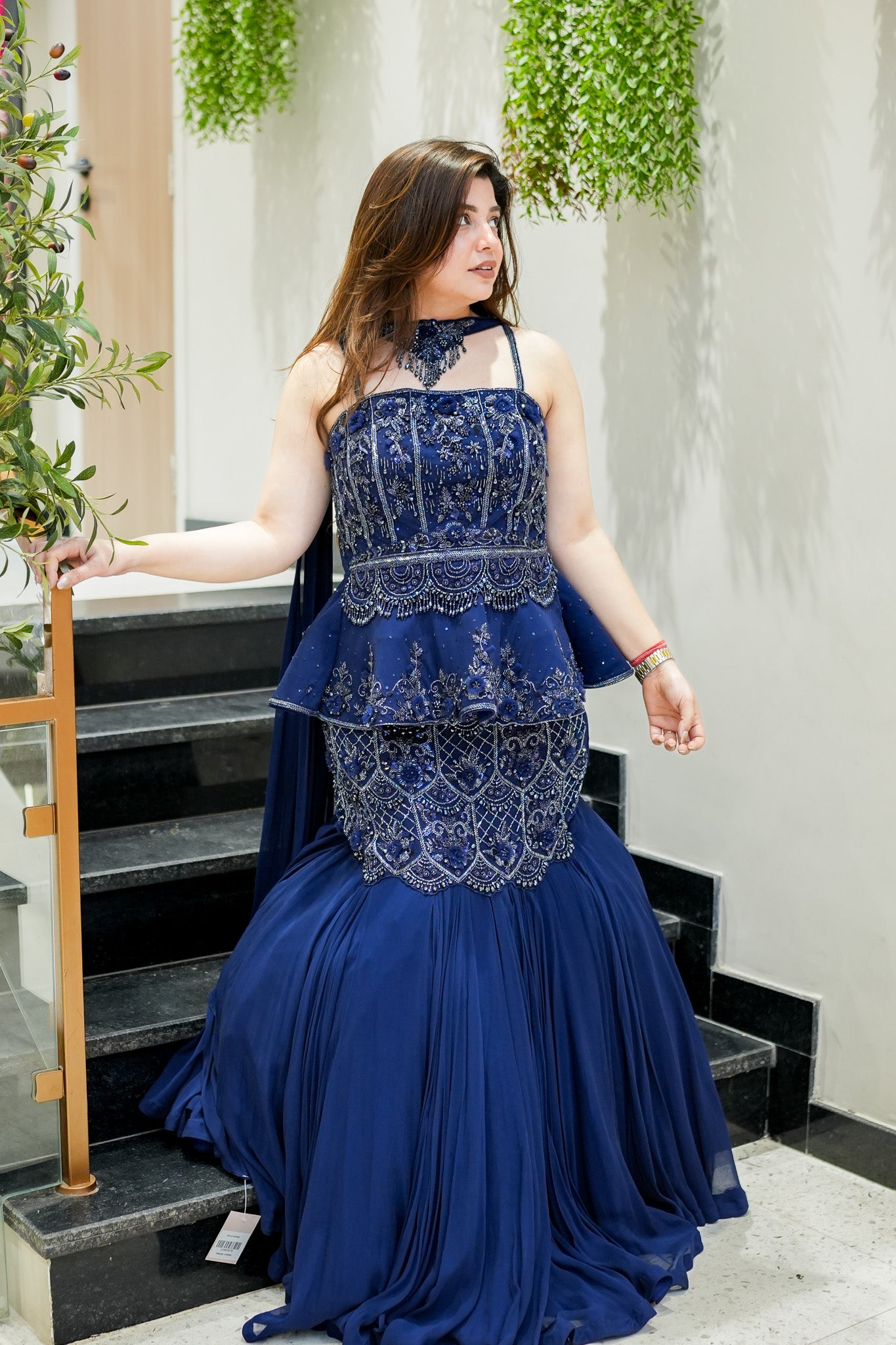 Dua Hand Embroidered Fish Cut Lehenga