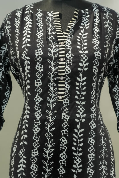Black Printed Kurta