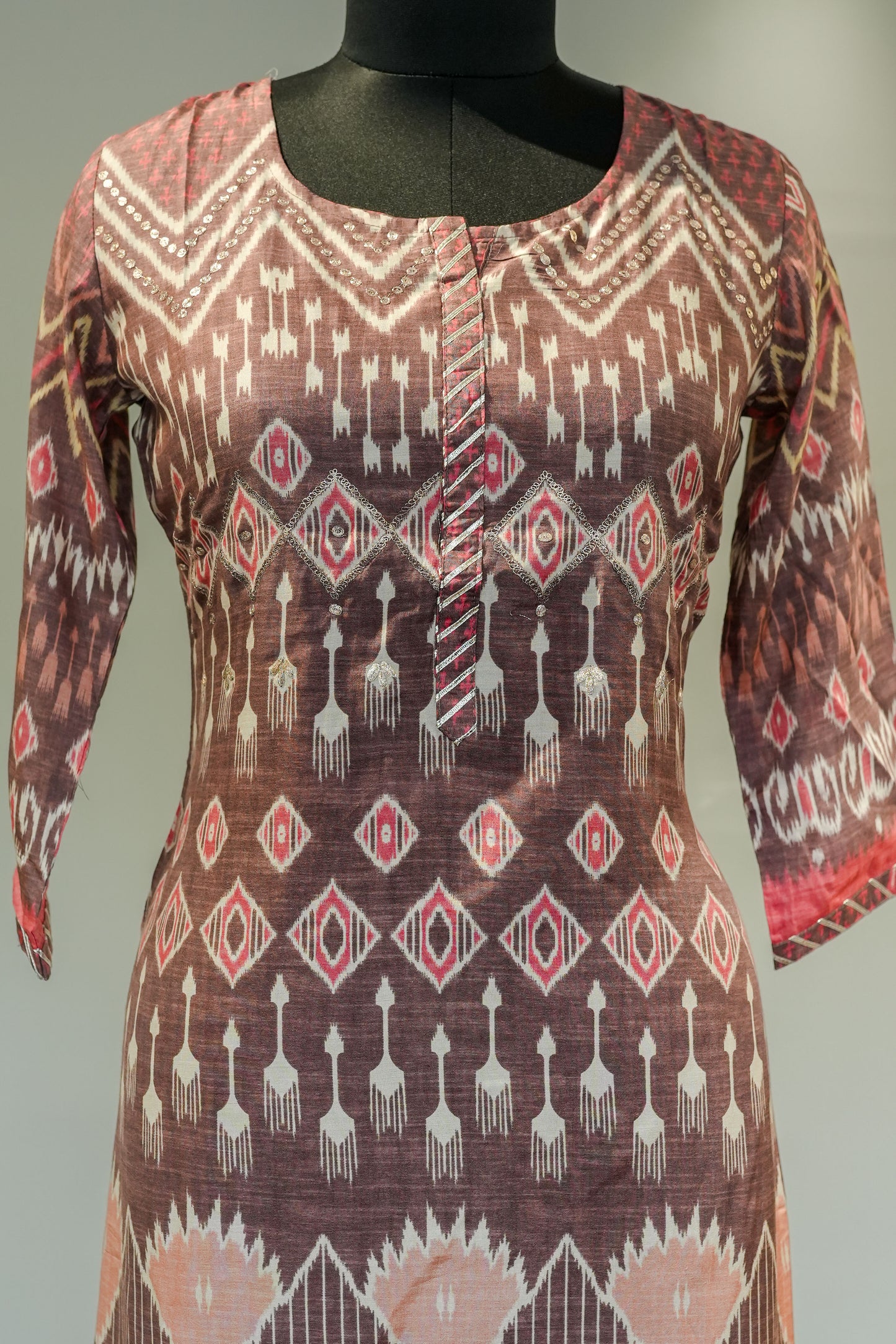 Brown Printed Kurta