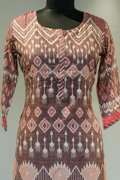 Brown Printed Kurta