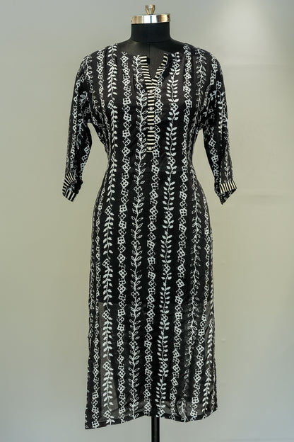 Black Printed Kurta