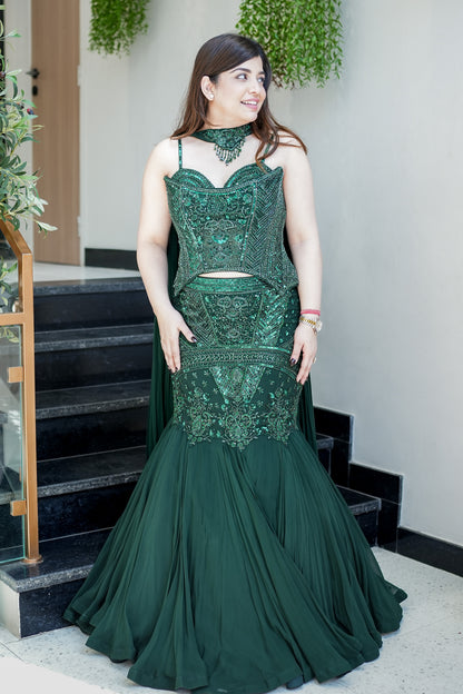 Aafiya Corset Fish Cut Lehenga