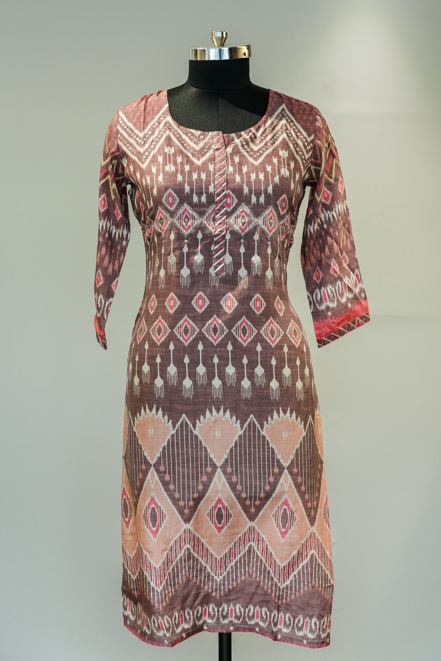 Brown Printed Kurta