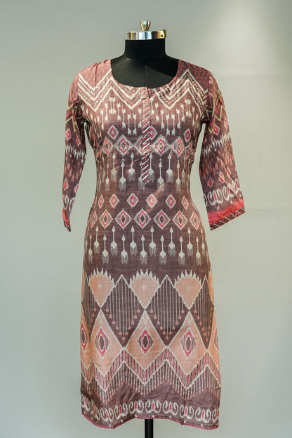 Brown Printed Kurta