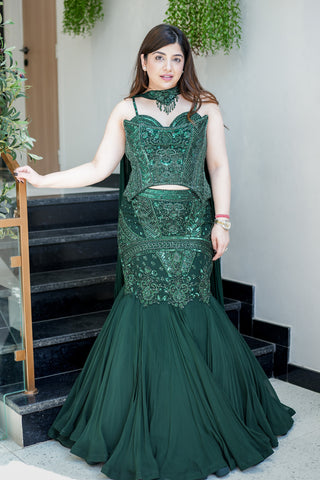 Aafiya Corset Fish Cut Lehenga