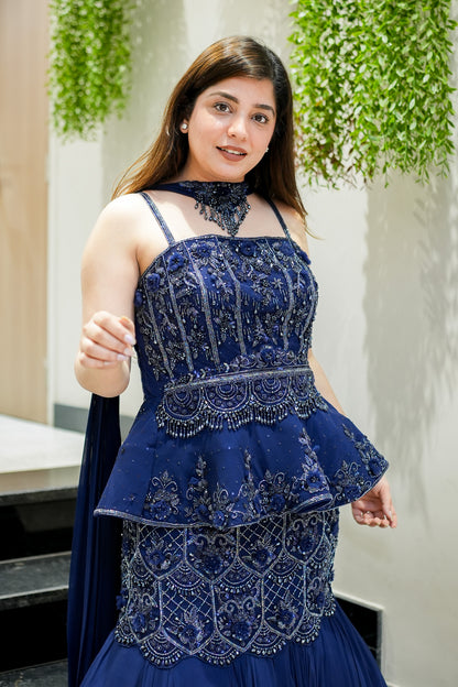 Dua Hand Embroidered Fish Cut Lehenga