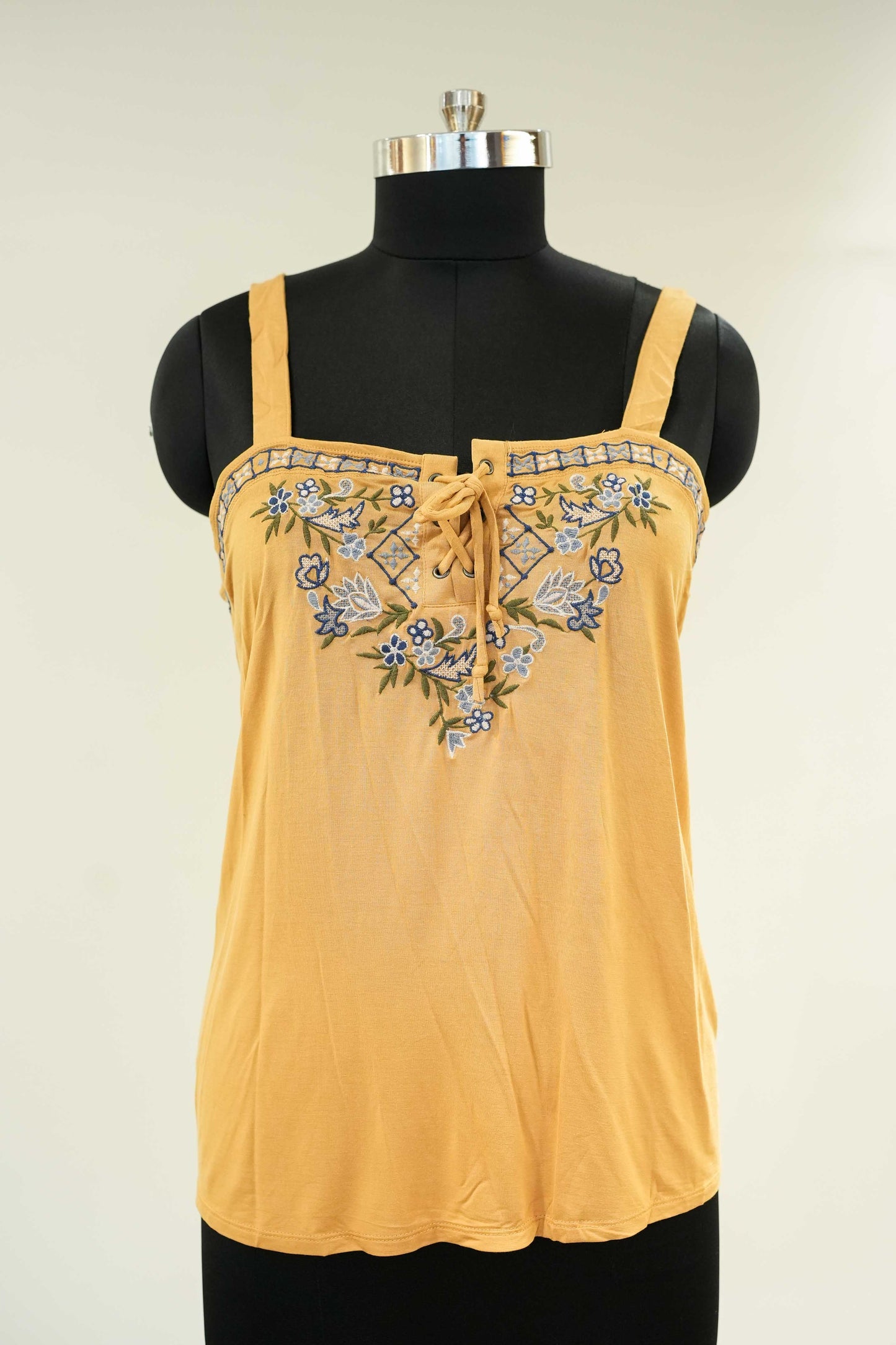 Yellow Thread Embroidered Top