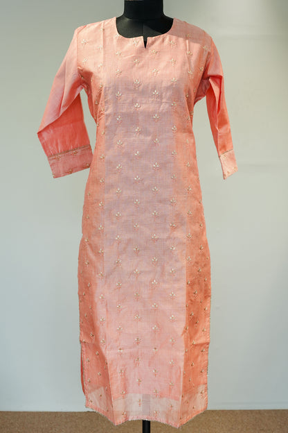 Peach Floral Embroidered Kurta