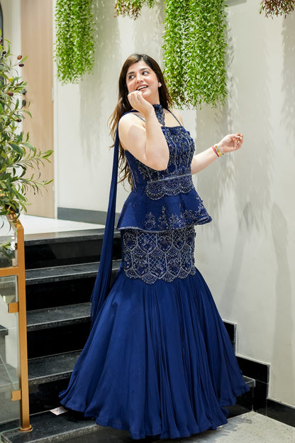 Dua Hand Embroidered Fish Cut Lehenga