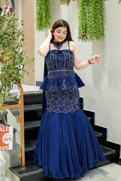 Dua Hand Embroidered Fish Cut Lehenga