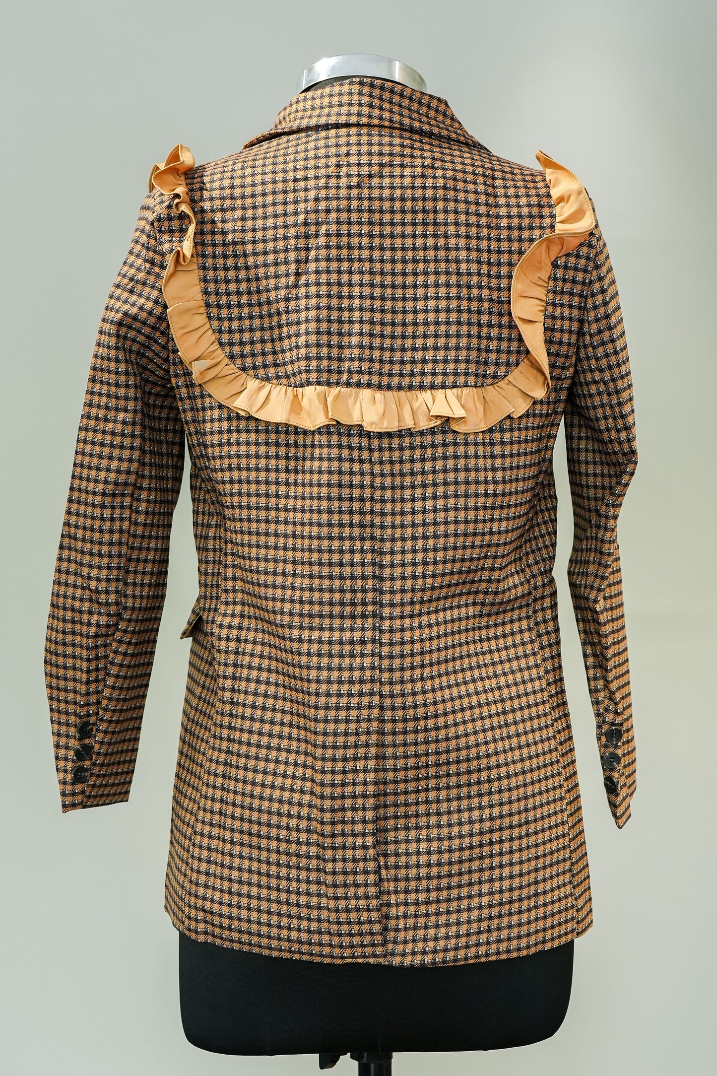 Swiss Check Ruffle Blazer