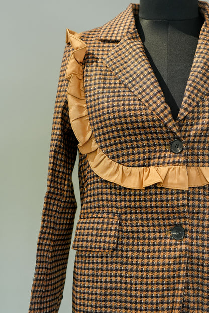 Swiss Check Ruffle Blazer