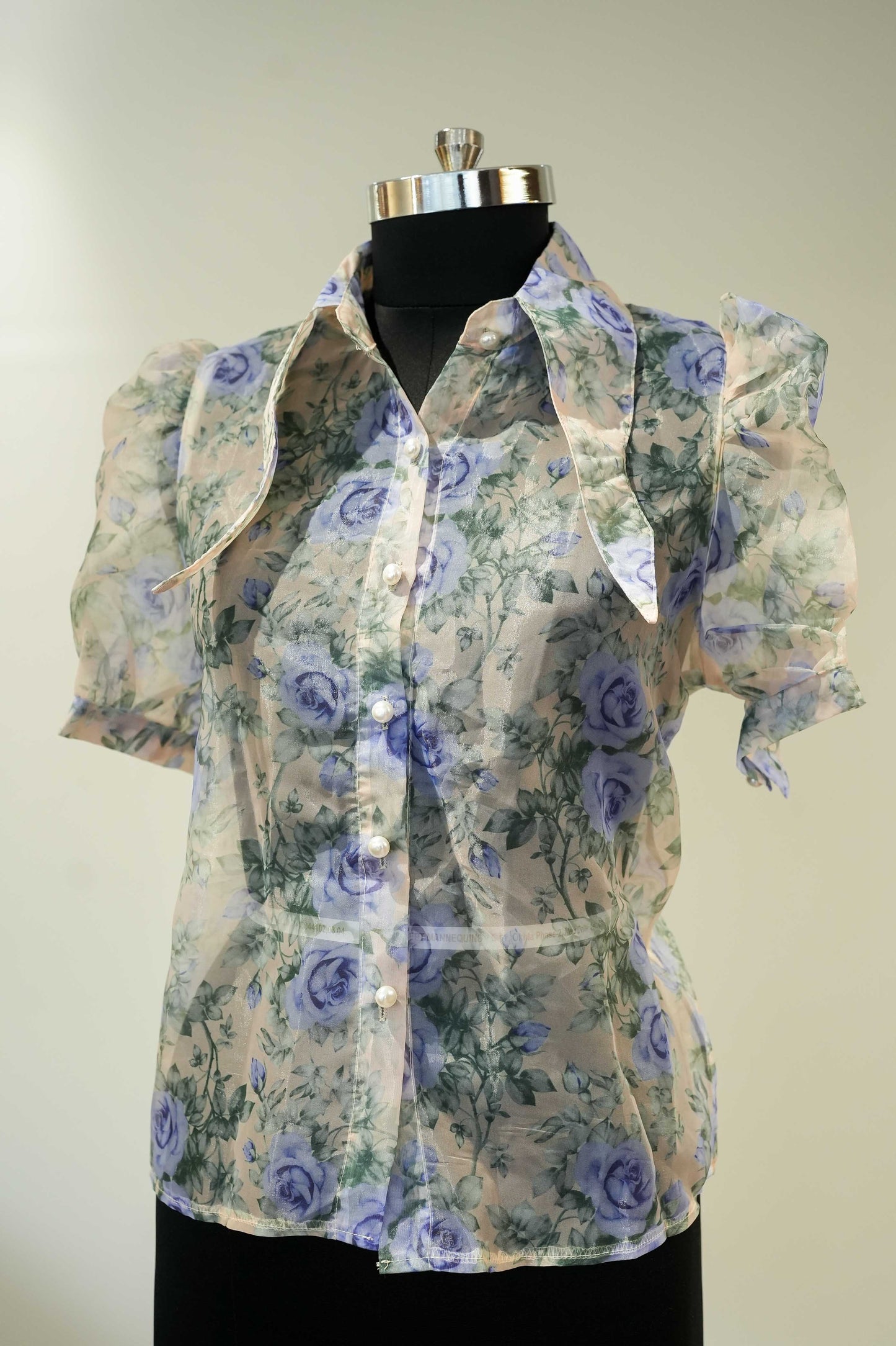 Blue Floral Organza Top