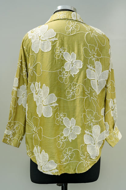 Green Floral Embroidered Shirt