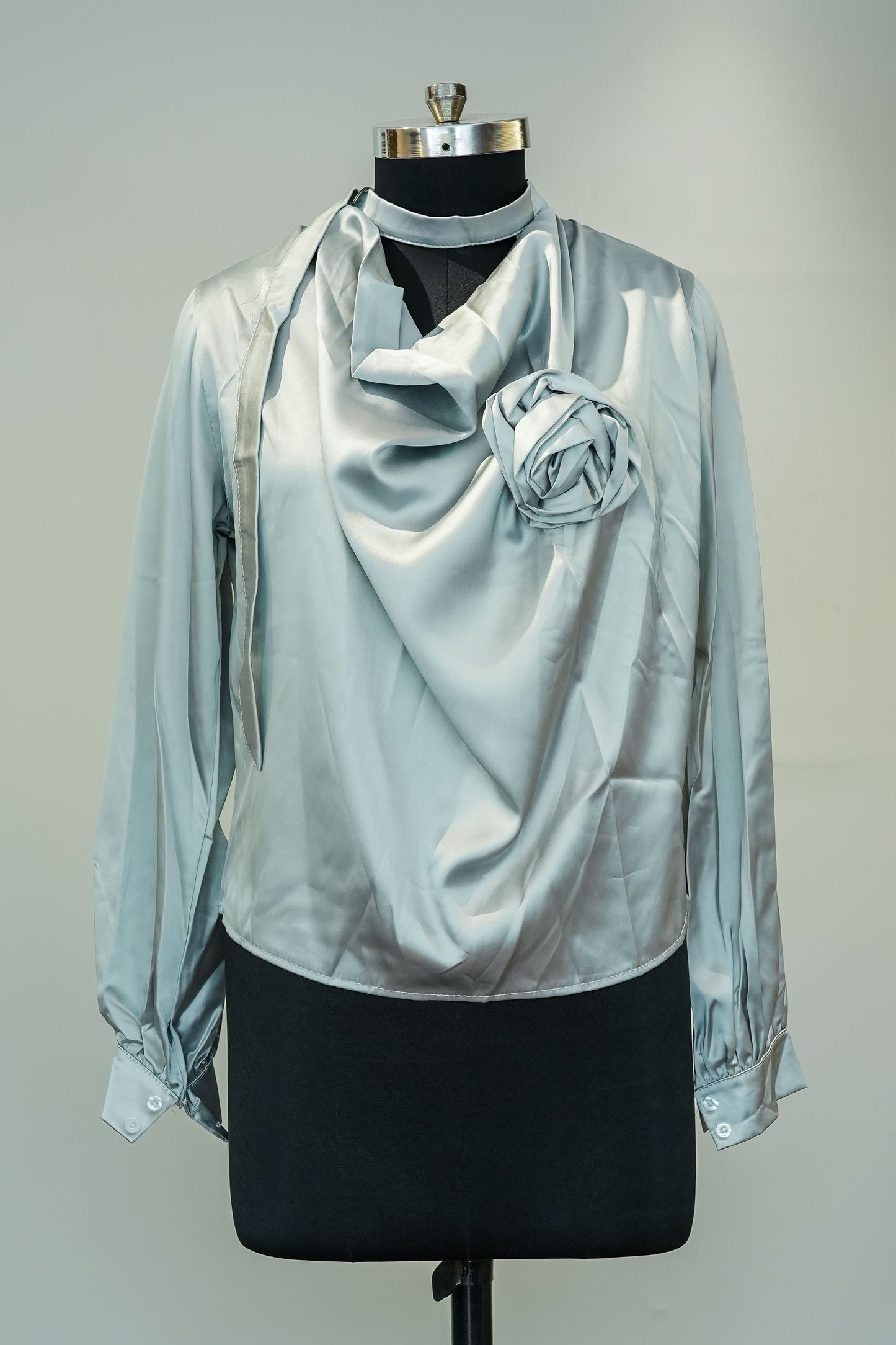 Green Bloom Satin Blouse