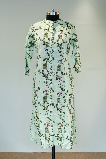 Light Green Floral Printed Kurta