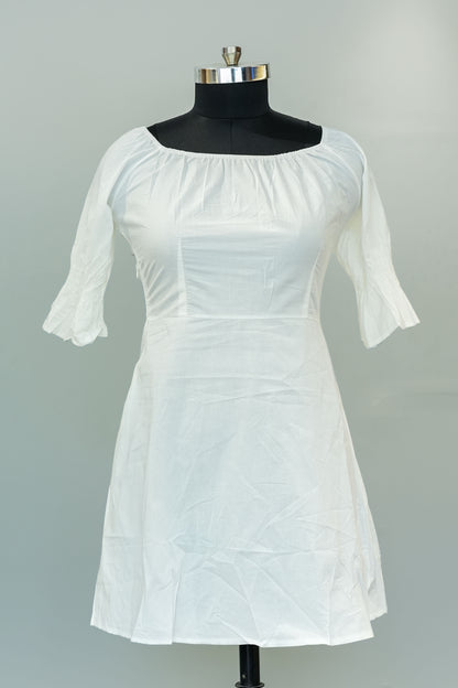 White Off Shoulder Short Dress