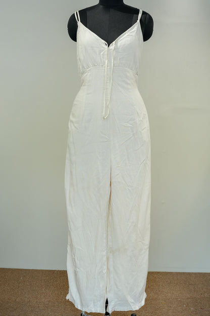 White Slip Front Knot Jumpsuit