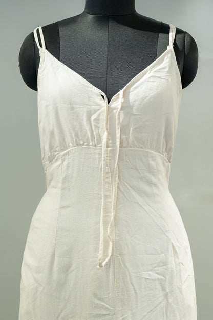 White Slip Front Knot Jumpsuit