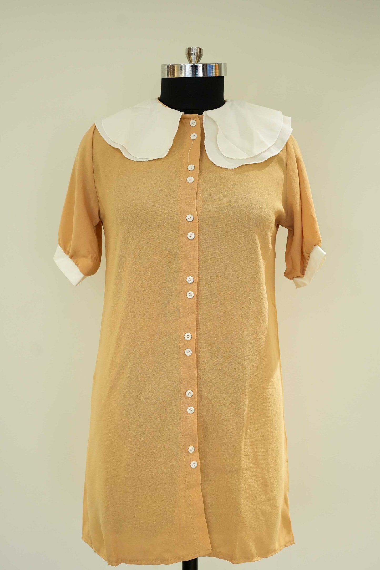 Yellow White Collared Dress